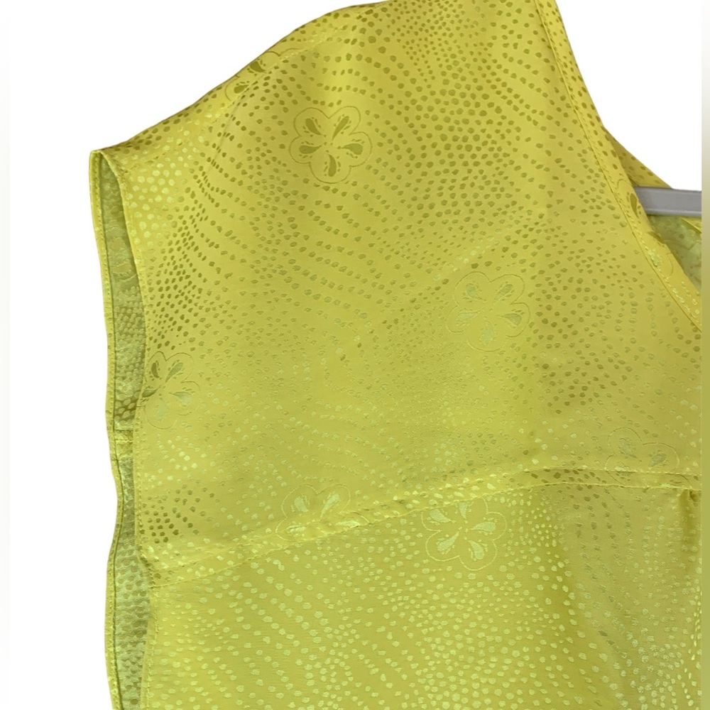 Rebecca Taylor women’s yellow green short sleeve blouse size 12 office career - Picture 5 of 13